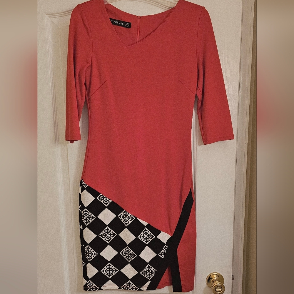 Chic Asymmetrical Red and Black Dress